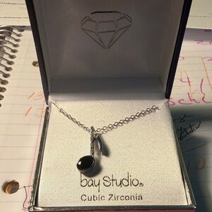 Bay Studio Silver and Black Pendant musical note Necklace